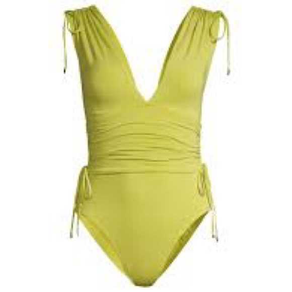 Robin Piccone Yellow One Piece Swimsuit with Plunging V-Neckline size 8 - Picture 1 of 9